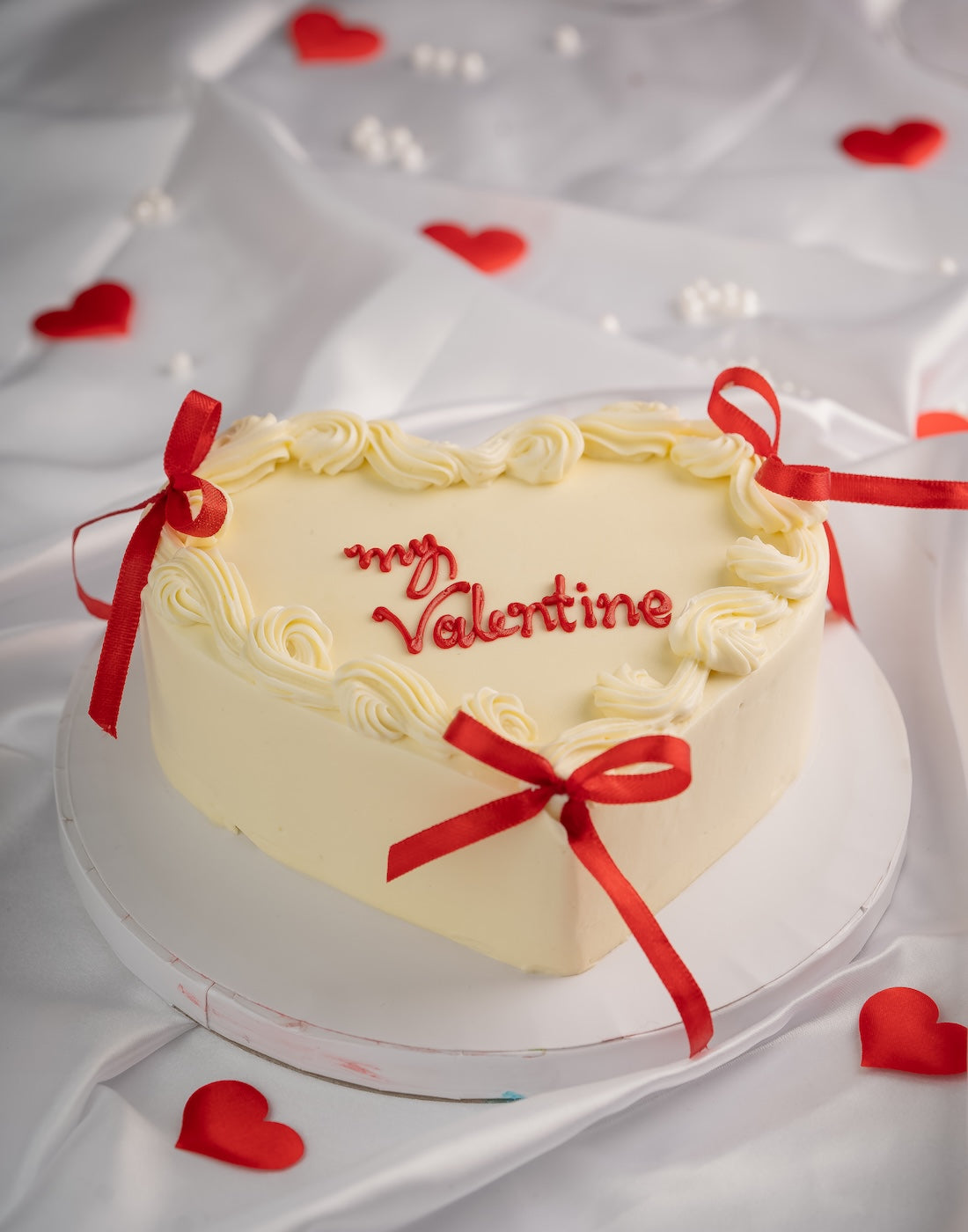 Heart Ribbon Valentine Cake