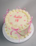 Pink Ribbon Hearts Cake