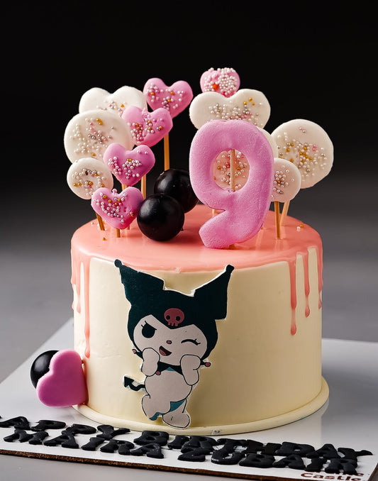 Kuromi Theme White Cake