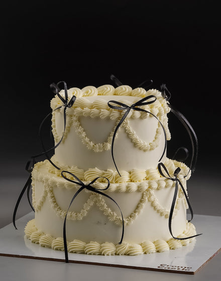 Aesthetic Vintage Celebration Cake for Engagement - Creme Castle