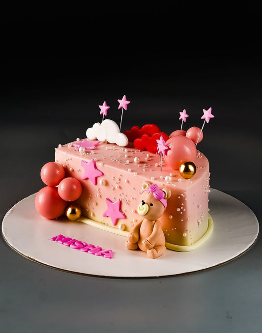 6 Months Teddy Celebration Cake
