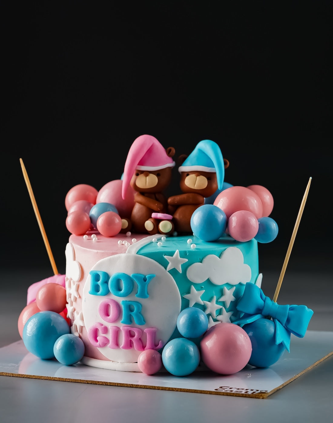 Baby Shower Teddy Bow Cake