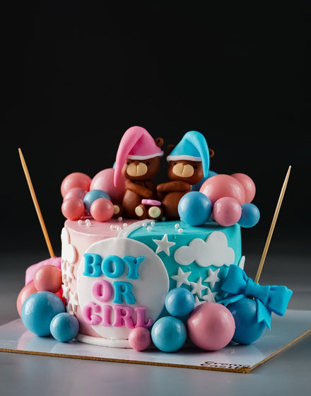 Baby Shower Teddy Bow Cake
