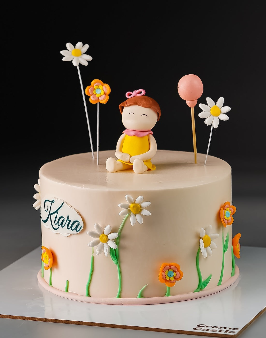 Floral Balloon Cream Cake