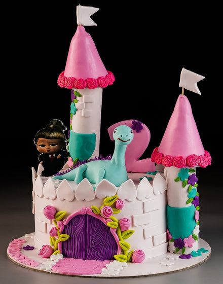 Baby Dino Castle Cake