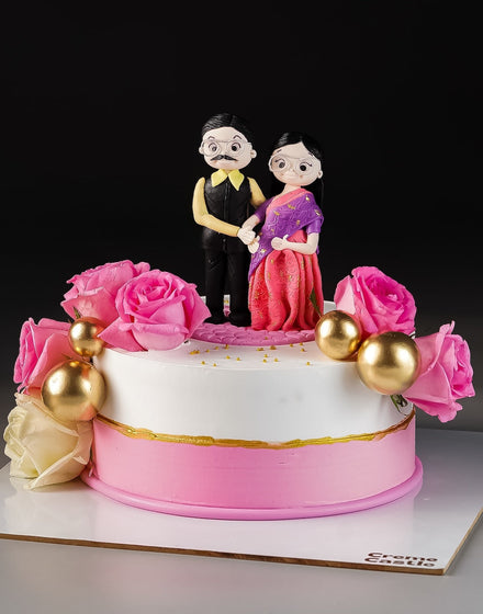 Floral Couple Celebration Cake