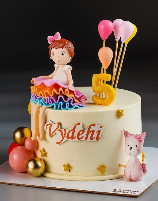 Girl with balloons cake