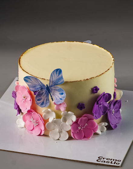 White Butterfly Bloom Cake