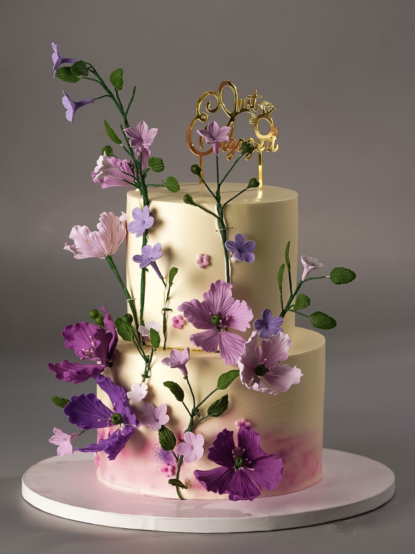 Floral Lavendar Wedding cake