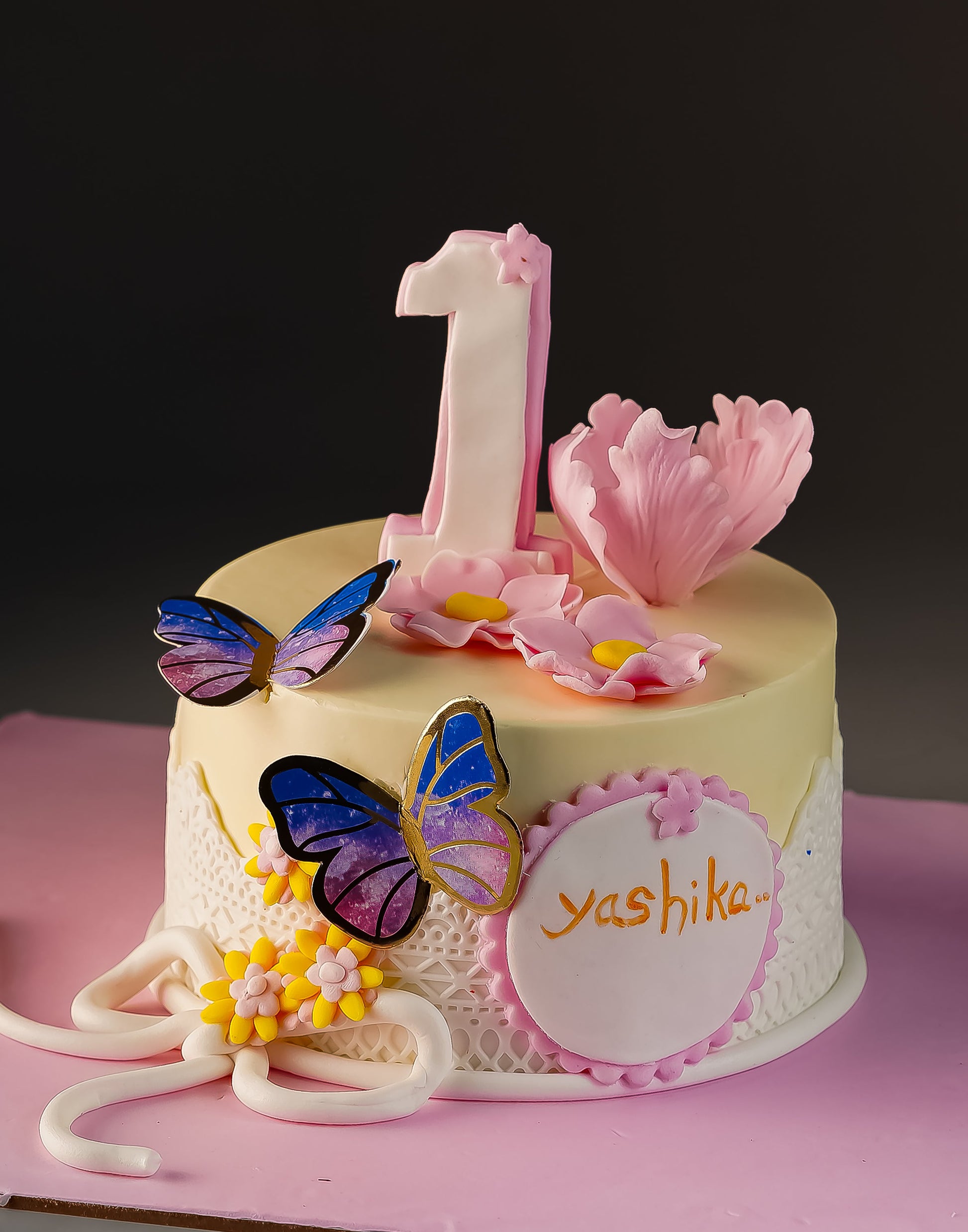 Butterfly Pearls Birthday Cake