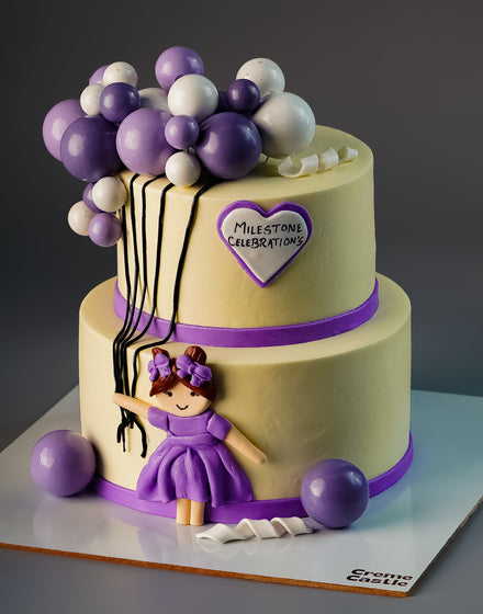 Girl Balloon Birthday Cake