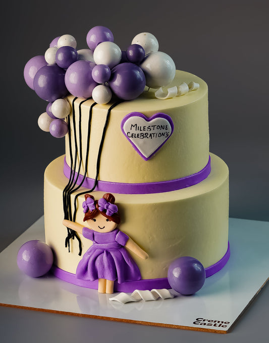 Girl Balloon Birthday Cake