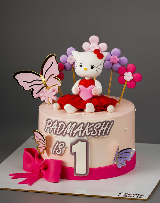 Hello Kitty Floral Pink Cake