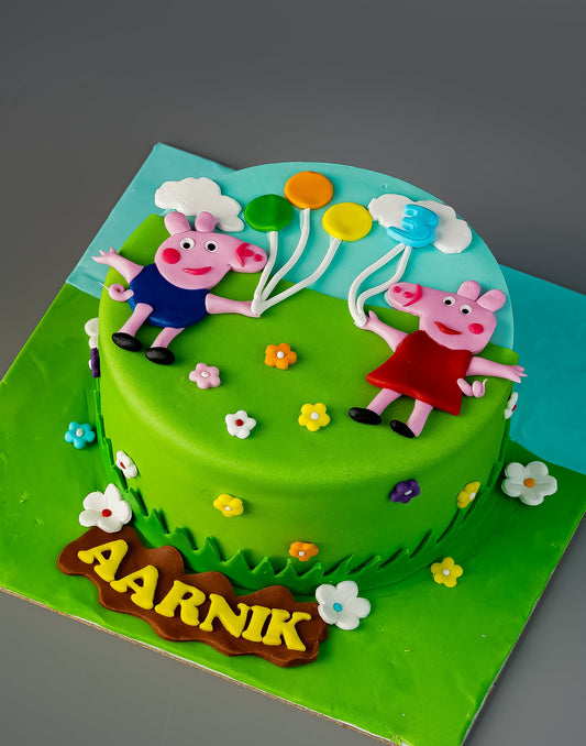 Peppa Pig Balloon Birthday Cake