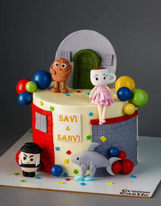 Brainrot Cartoon Theme Cake