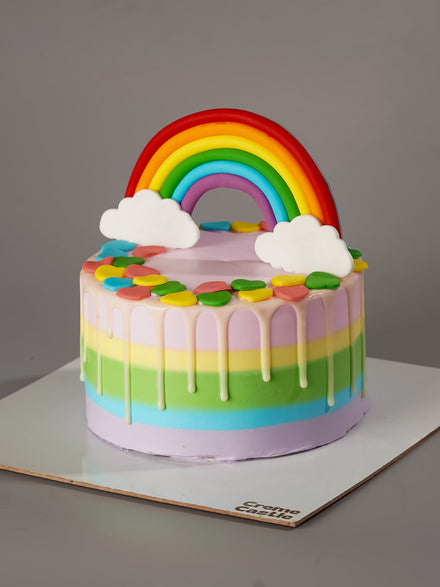 Rainbow Drip Cream Cake