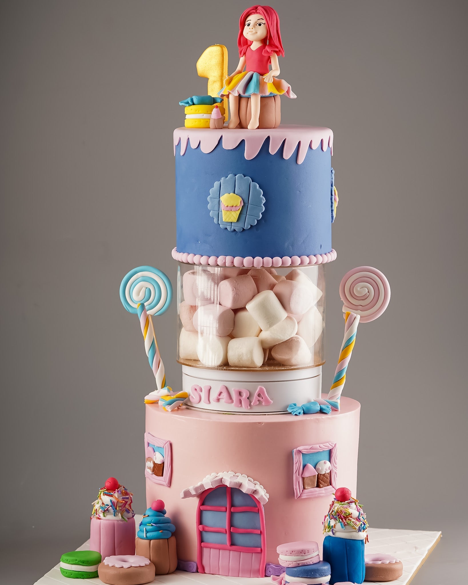 Candyland Marshmallow Tower Birthday Cake