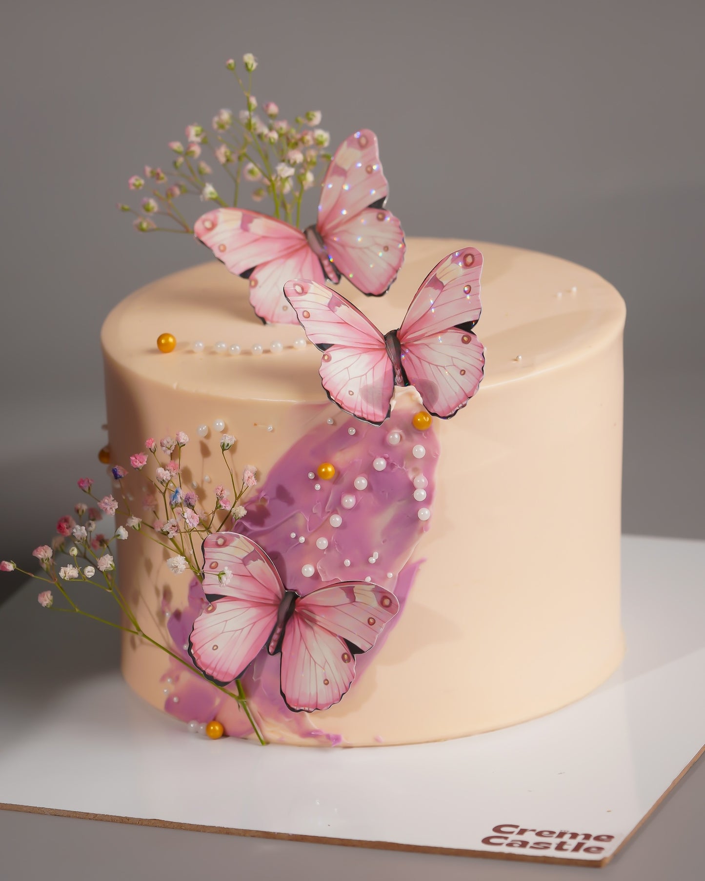 Pink Butterfly Watercolour Cake