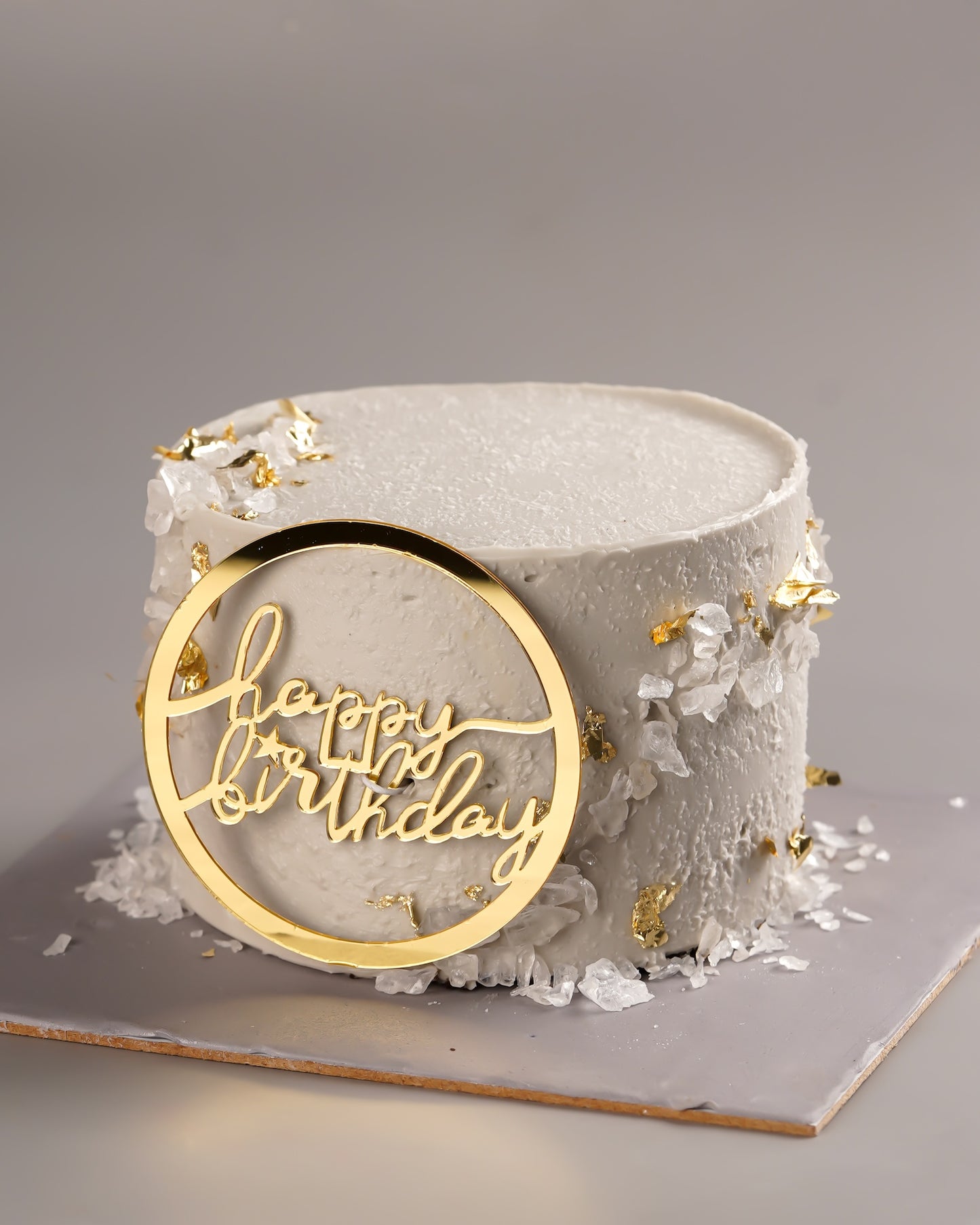 Grey Gold Leaf Minimal Cake