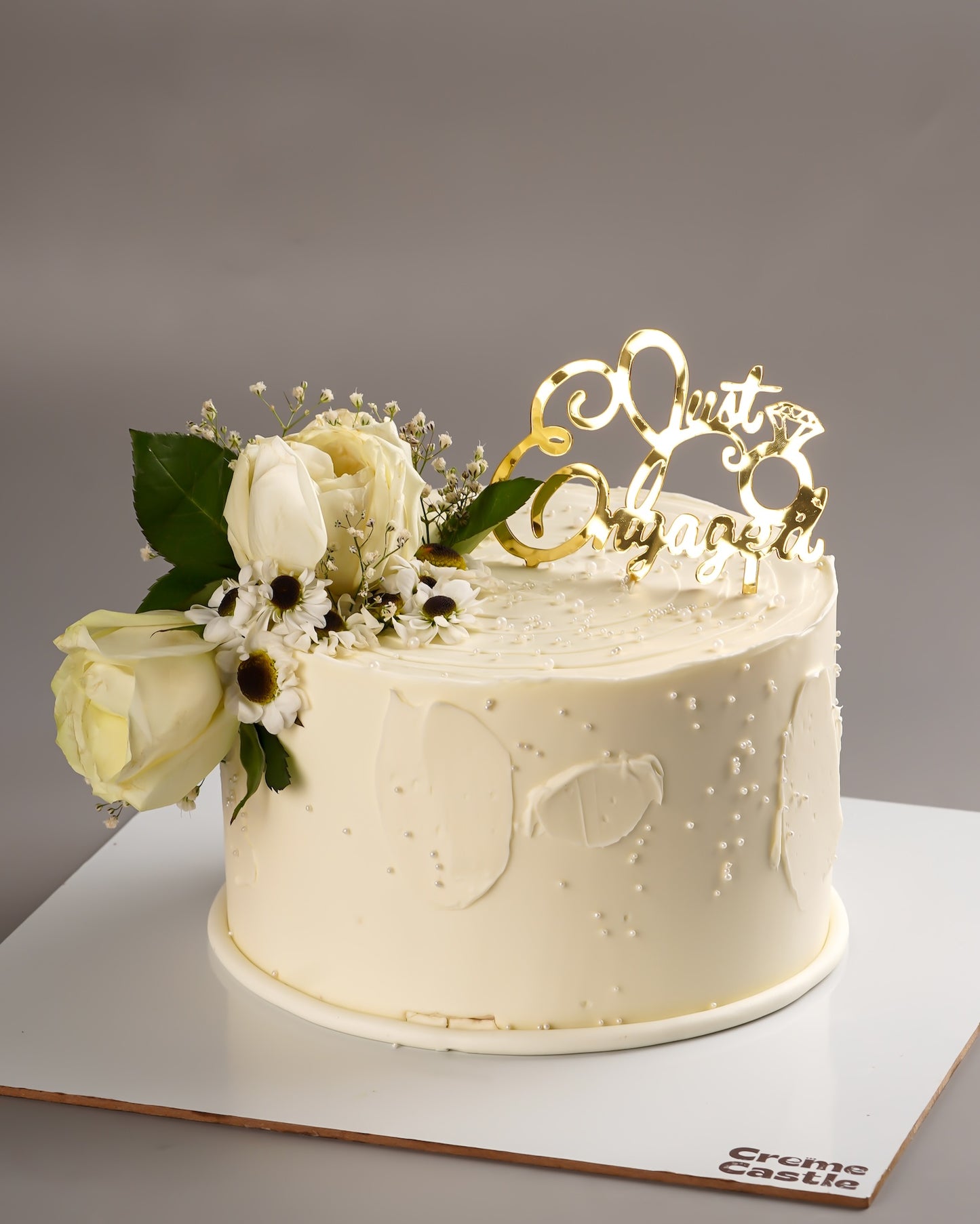 Just Engaged Fresh Flower Cake