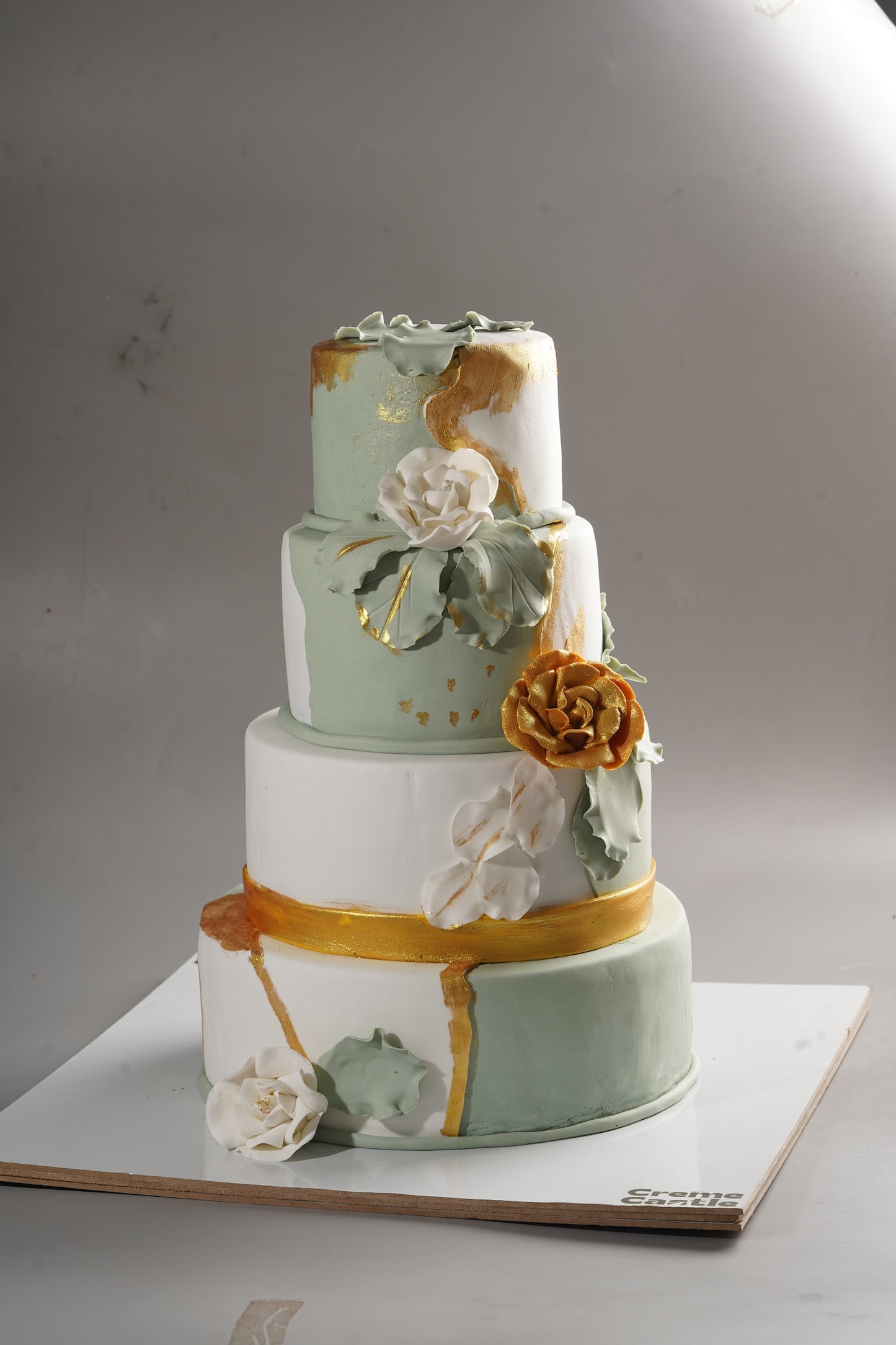 Sage Gold Wedding Cake