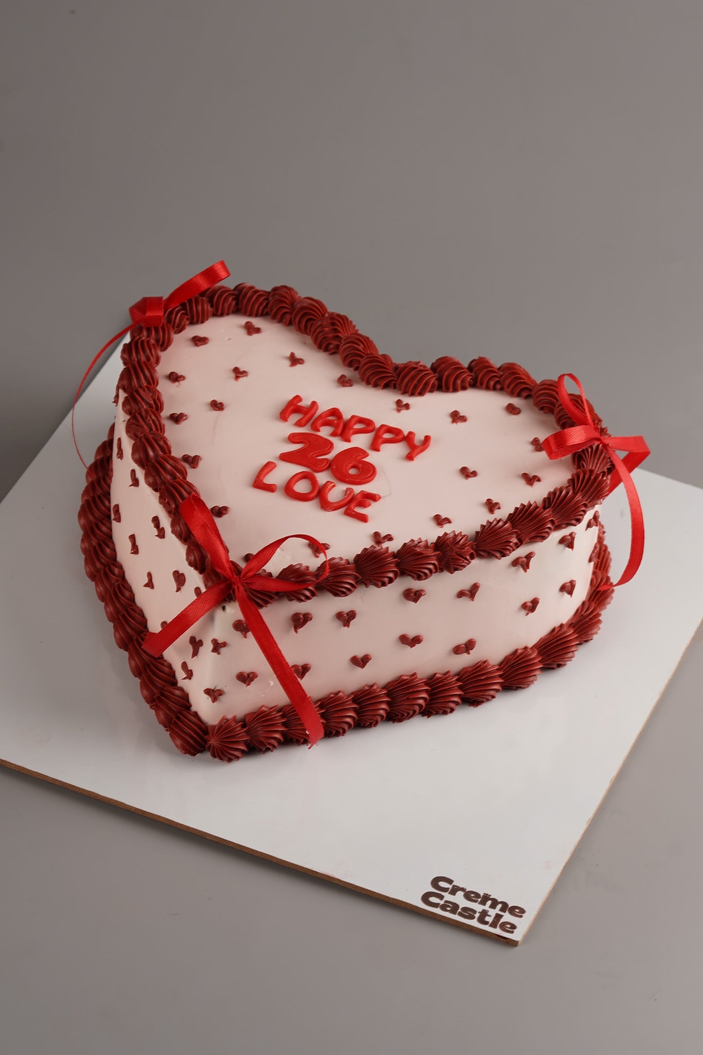 Red Heart Ribbon Love Cake