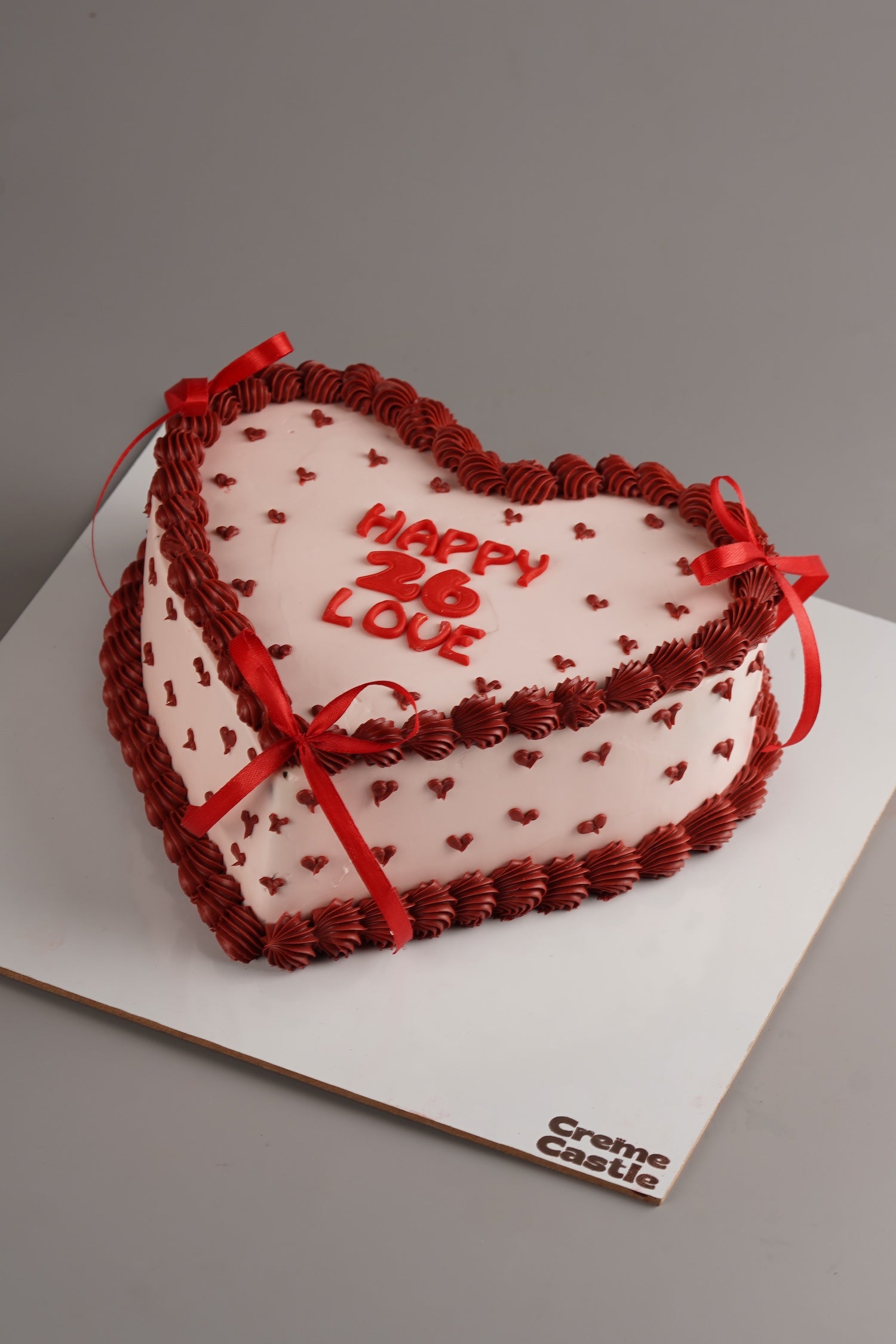 Red Heart Ribbon Love Cake
