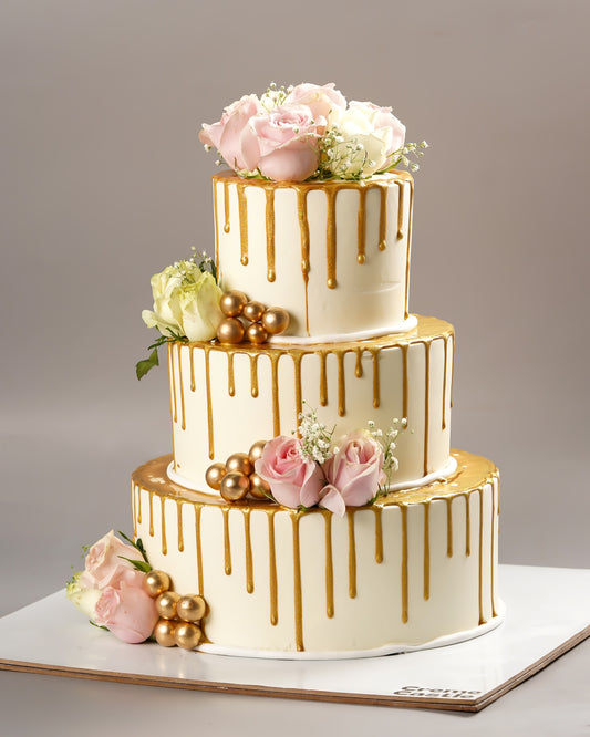 Gold Drip Wedding Cake