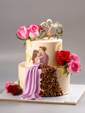 Just Engaged Couple Portrait Cake