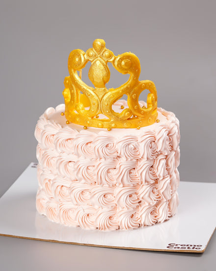 Gold Crown Rosette Princess Cake