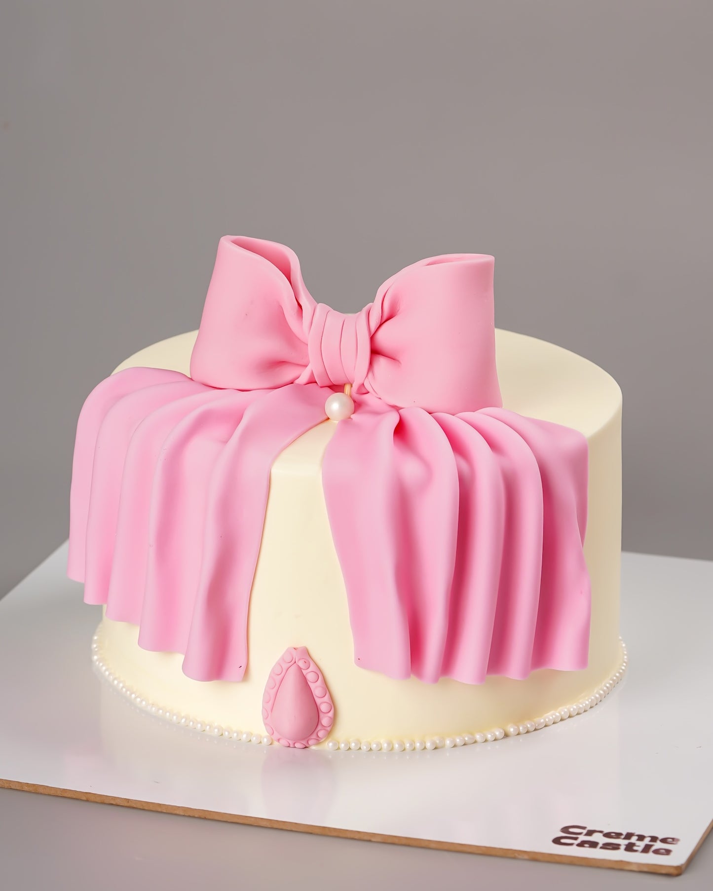 Pink Bow Drape Fondant Cake