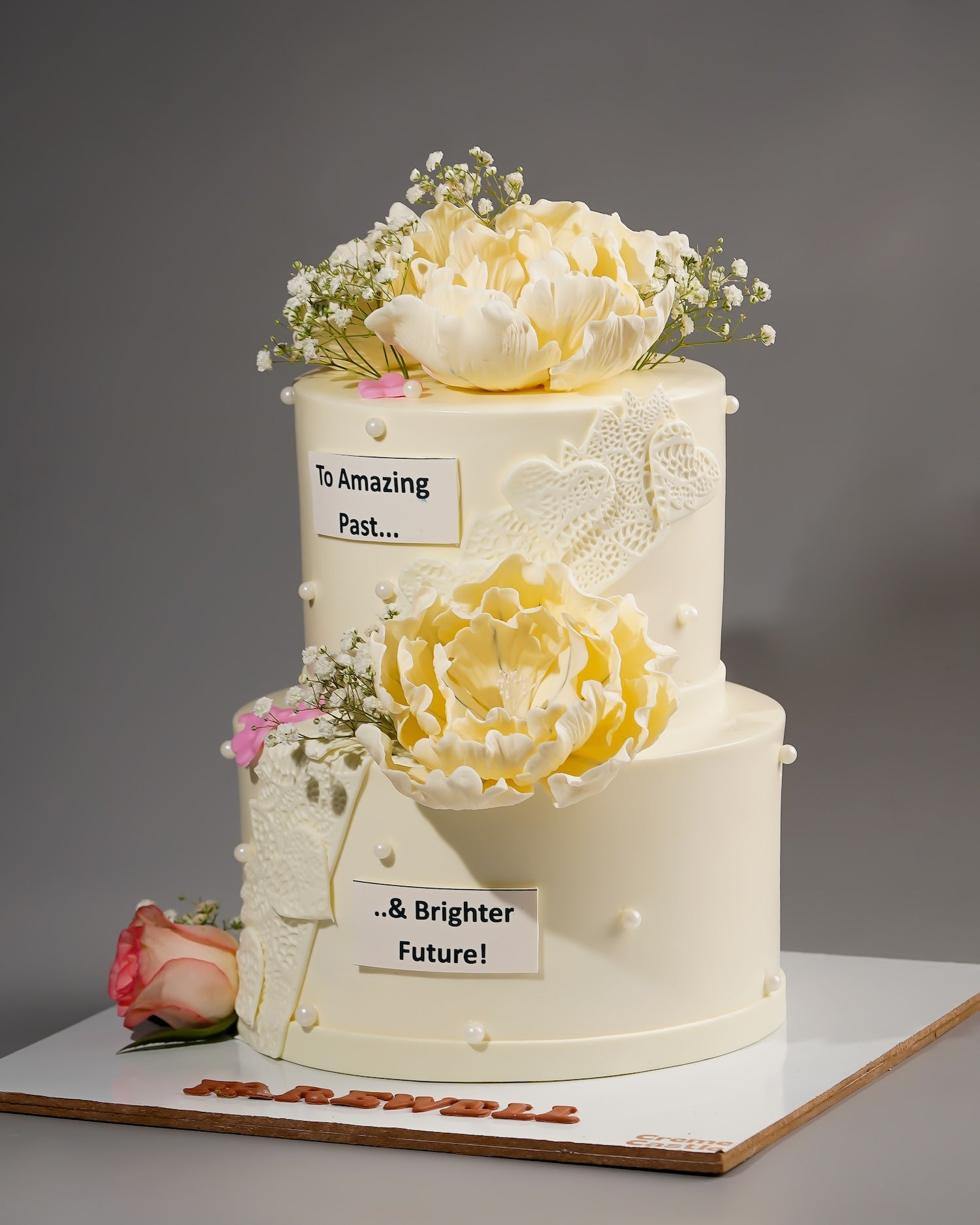 Farewell Peony and Lace Cake