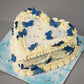 Blue Butterfly Heart Cake