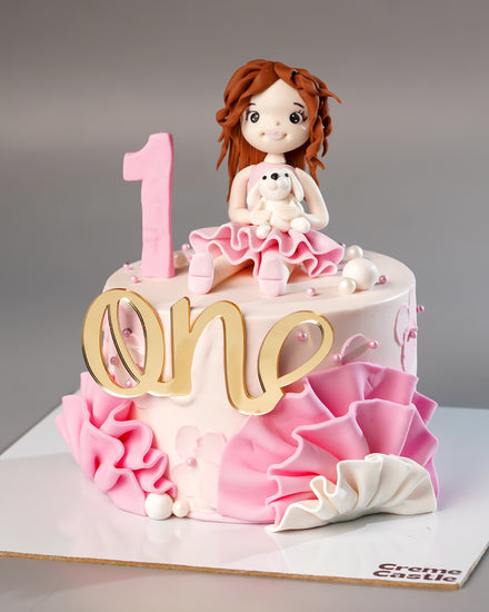 Ruffle Doll First Birthday Cake