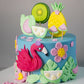 Flamingo and Tropical Fruit Cake