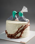Kissing Love Birds Rustic Cake