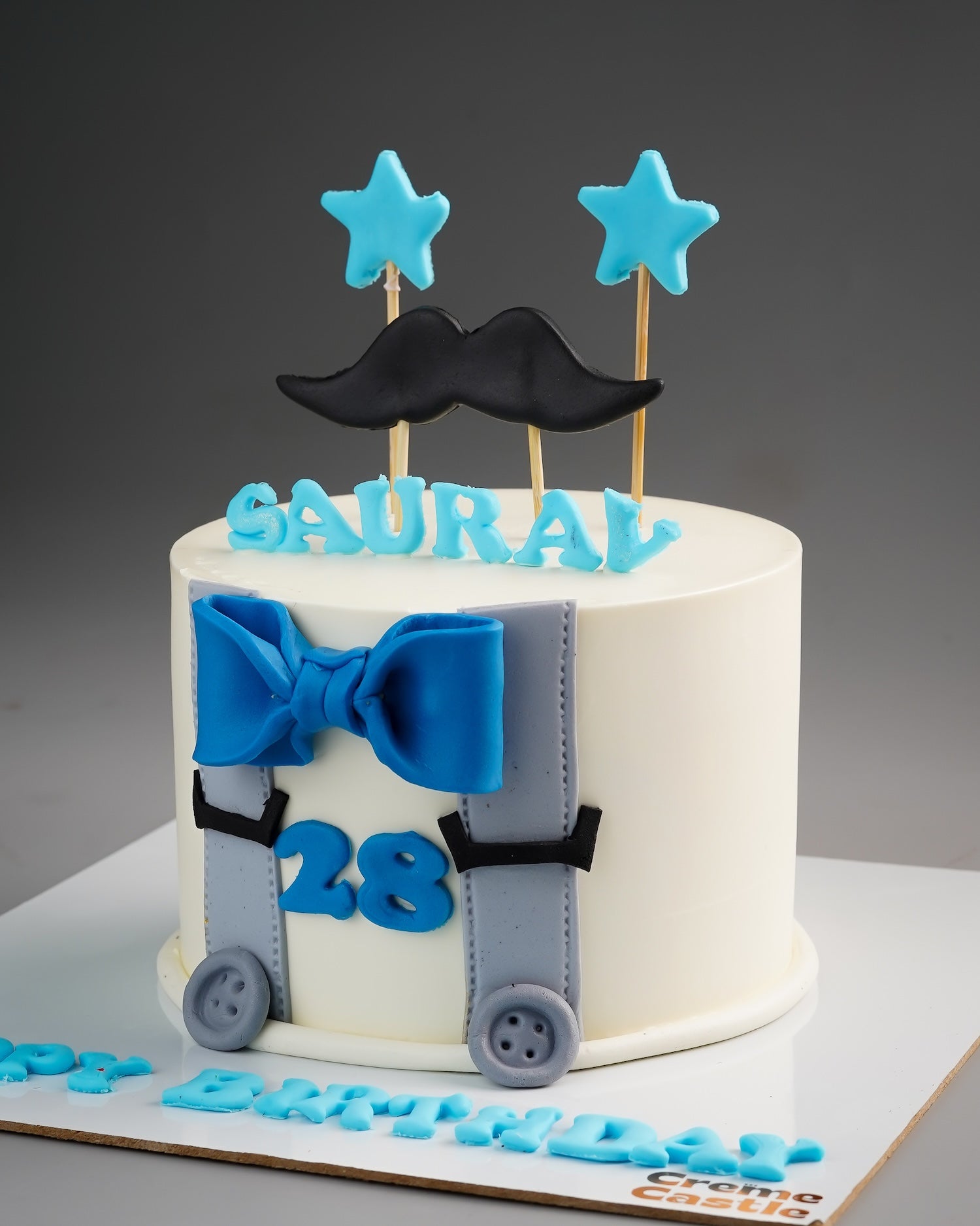 Bow Tie and Moustache Cake