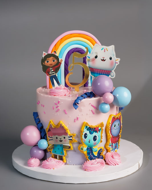 Gabby's Dollhouse Rainbow Cake
