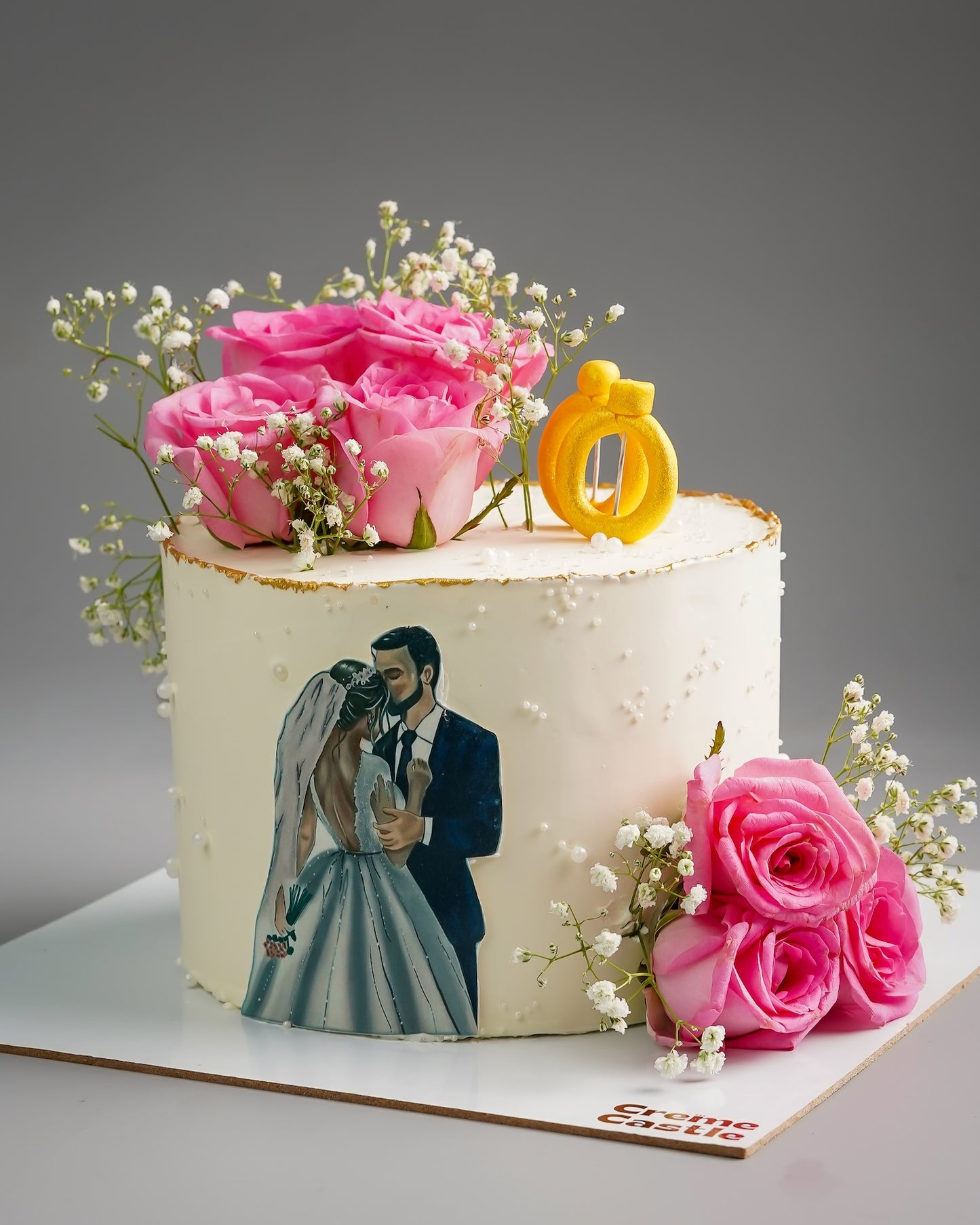 Engagement Ring Couple Cake