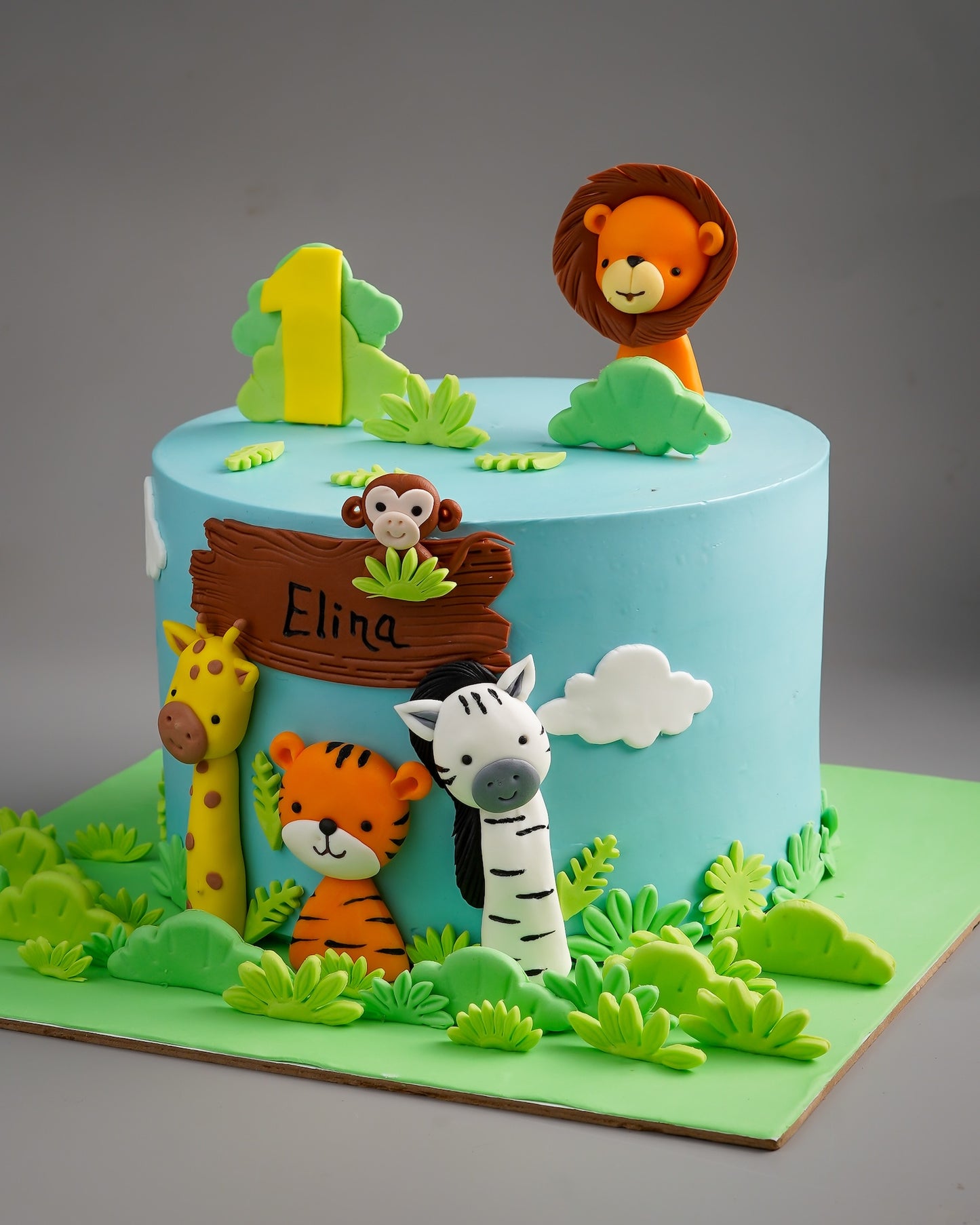 Jungle Animals First Birthday Cake