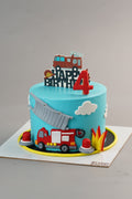 Fire Engine Fourth Birthday Cake