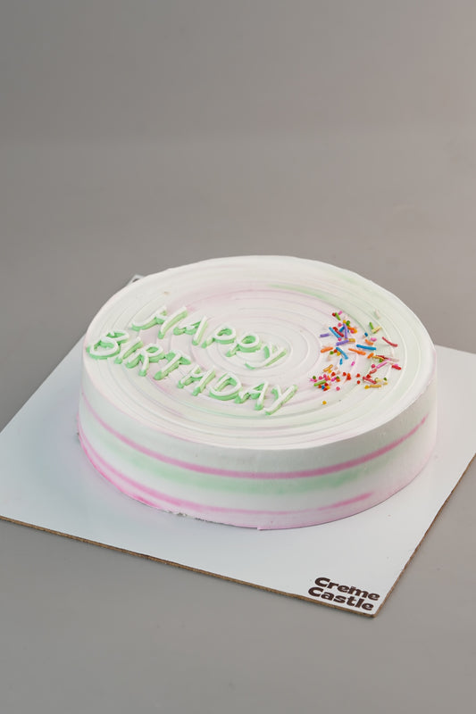 Pastel Swirl Simple Birthday Cake