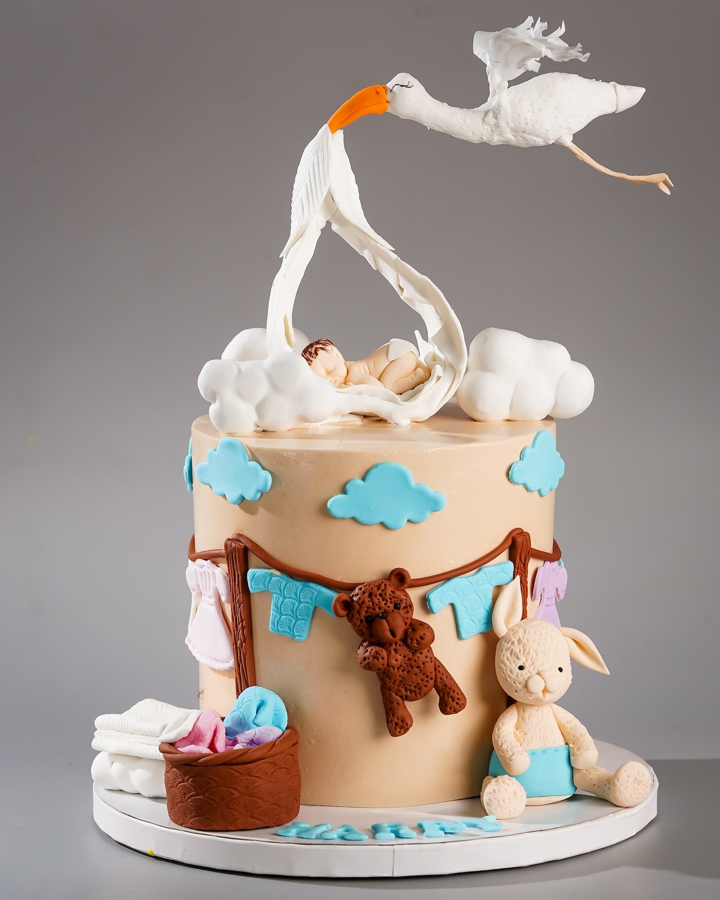 Flying Stork Welcome Baby Cake