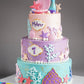 Mermaid Three Tier Ombre Cake