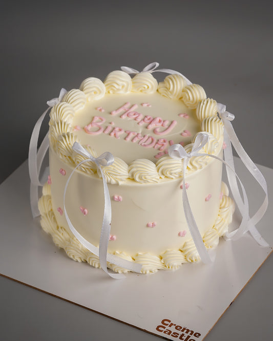 Ivory Vintage Ribbon Cake
