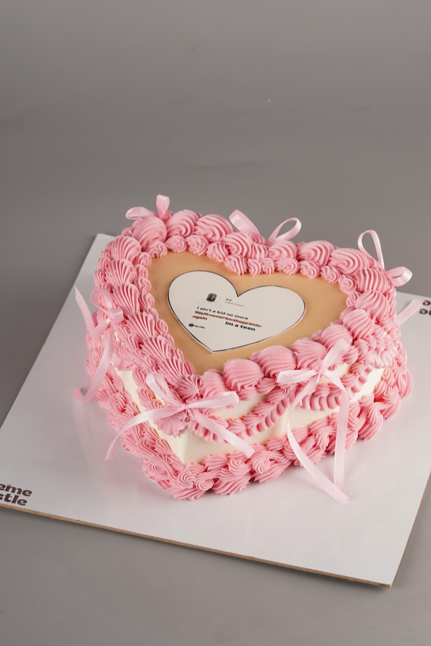 Pink Vintage Heart Photo Cake