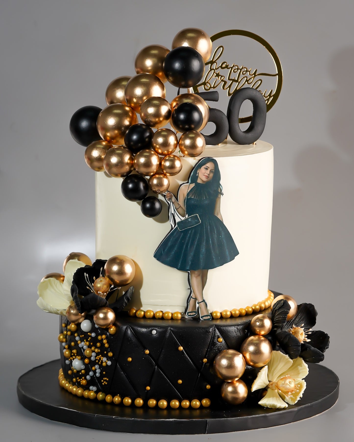 Gold Black 50th Birthday Cake