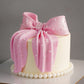 Pink Bow Pearl Drape Cake