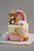 Teddy Rainbow First Birthday Cake