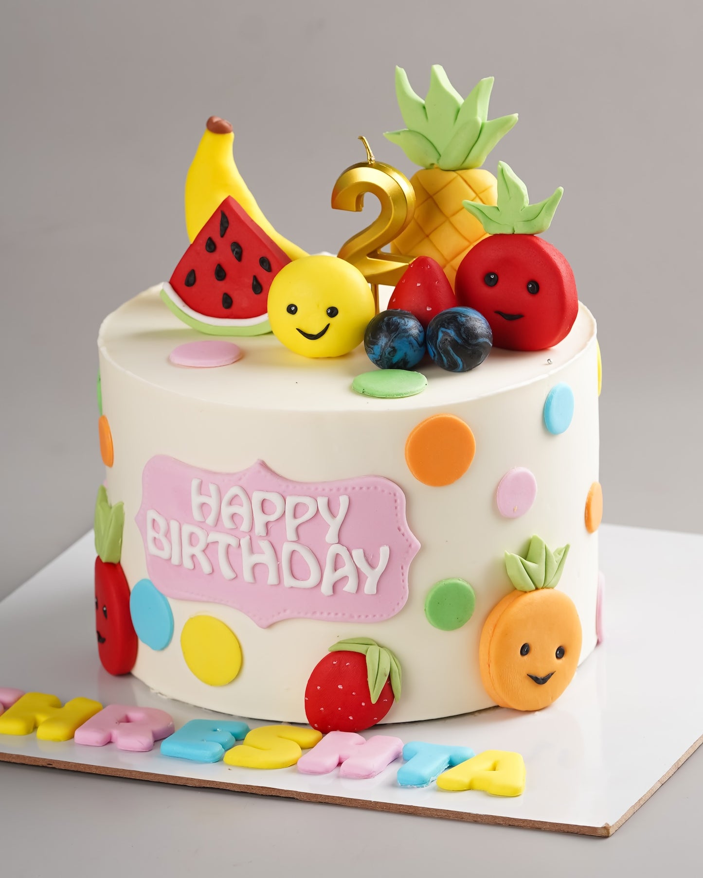 Happy Fruits Second Birthday Cake